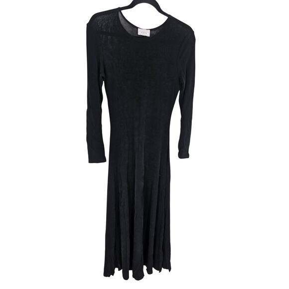 Vivyd Women's Long Sleeve Black Round Neck Acetate Maxi Dress Size M - Picture 1 of 5